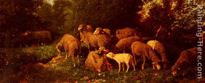 Les Moutons Dans Le Sous-Bois painting - Charles Emile Jacque Les Moutons Dans Le Sous-Bois art painting
